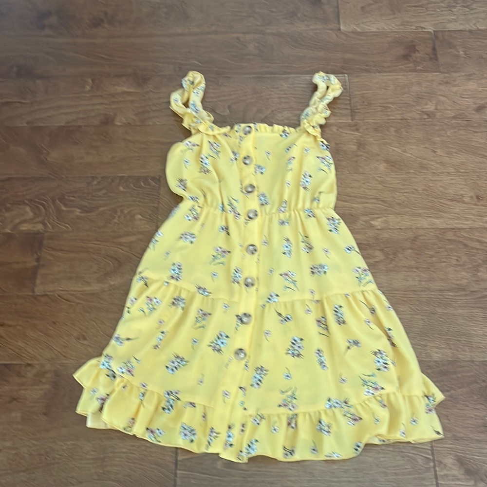 purple snow yellow floral dress size medium